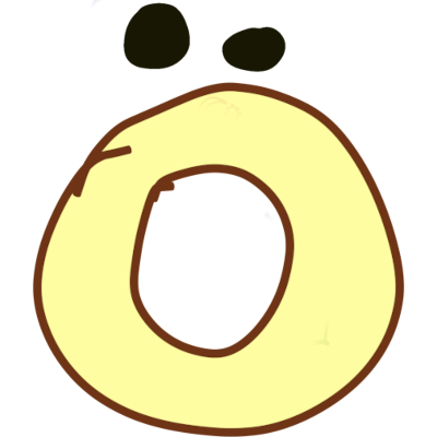 a pale yellow O with a very dark brown umlaut over it.